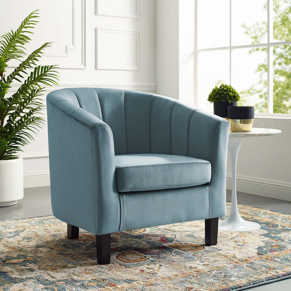 Modway Prospect Channel Tufted Upholstered Velvet Armchair Light Blue MDY-EEI-3188-LBU