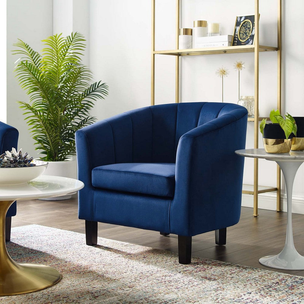 Modway Prospect Channel Tufted Upholstered Velvet Armchair Navy MDY-EEI-3188-NAV