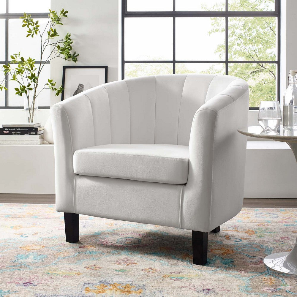 Modway Prospect Channel Tufted Upholstered Velvet Armchair White MDY-EEI-3188-WHI