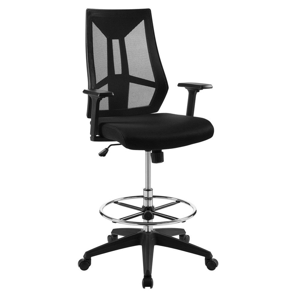 52 Inch Drafting Chair Mesh Fabric Star Base Black - No Shipping Charges MDY-EEI-3192-BLK