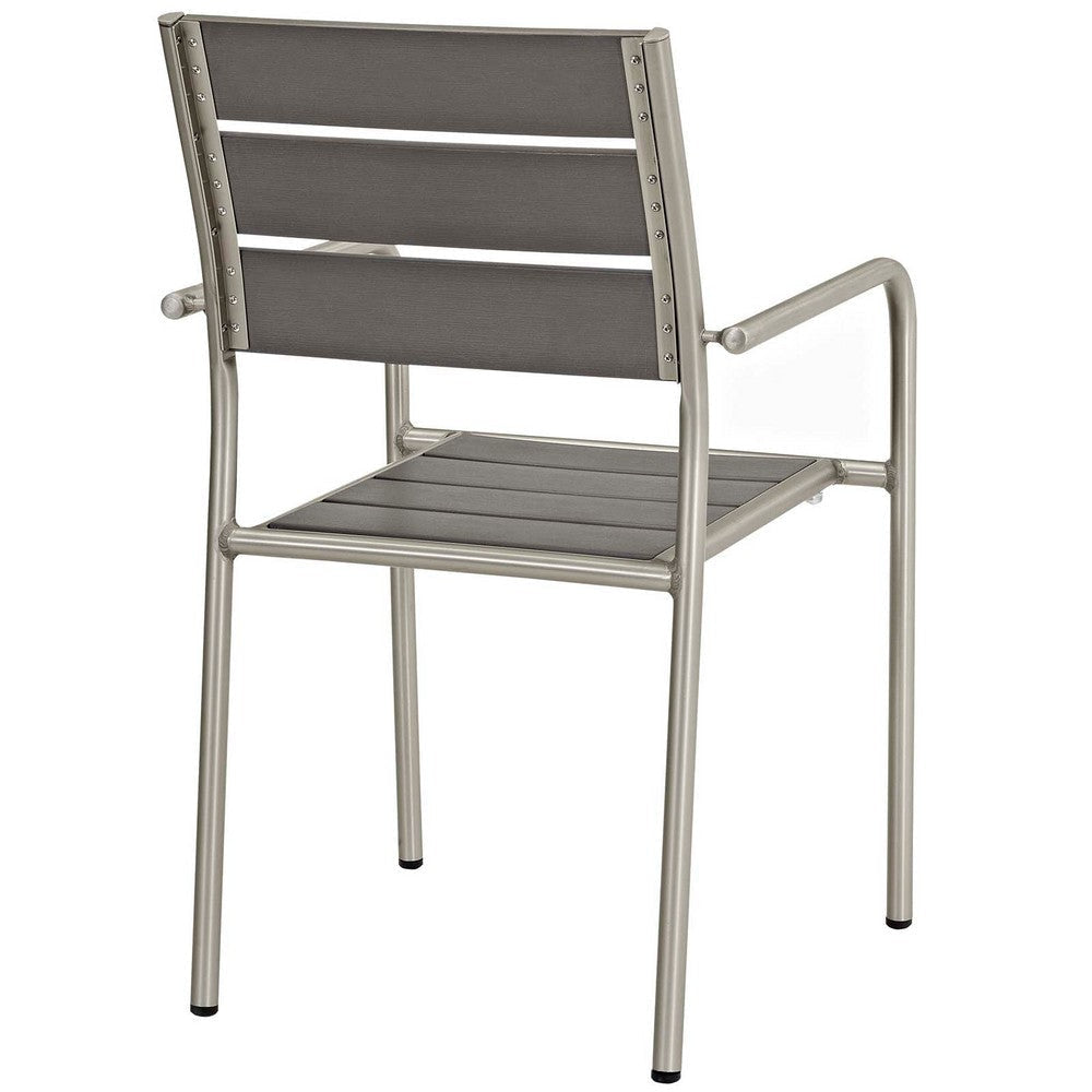 Shore Outdoor Patio Aluminum Dining Rounded Armchair Set of 2 - No Shipping Charges MDY-EEI-3203-SLV-GRY-SET