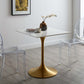 Modway Lippa 28" Mid-Century Modern Dining Table with Square Top in Gold White