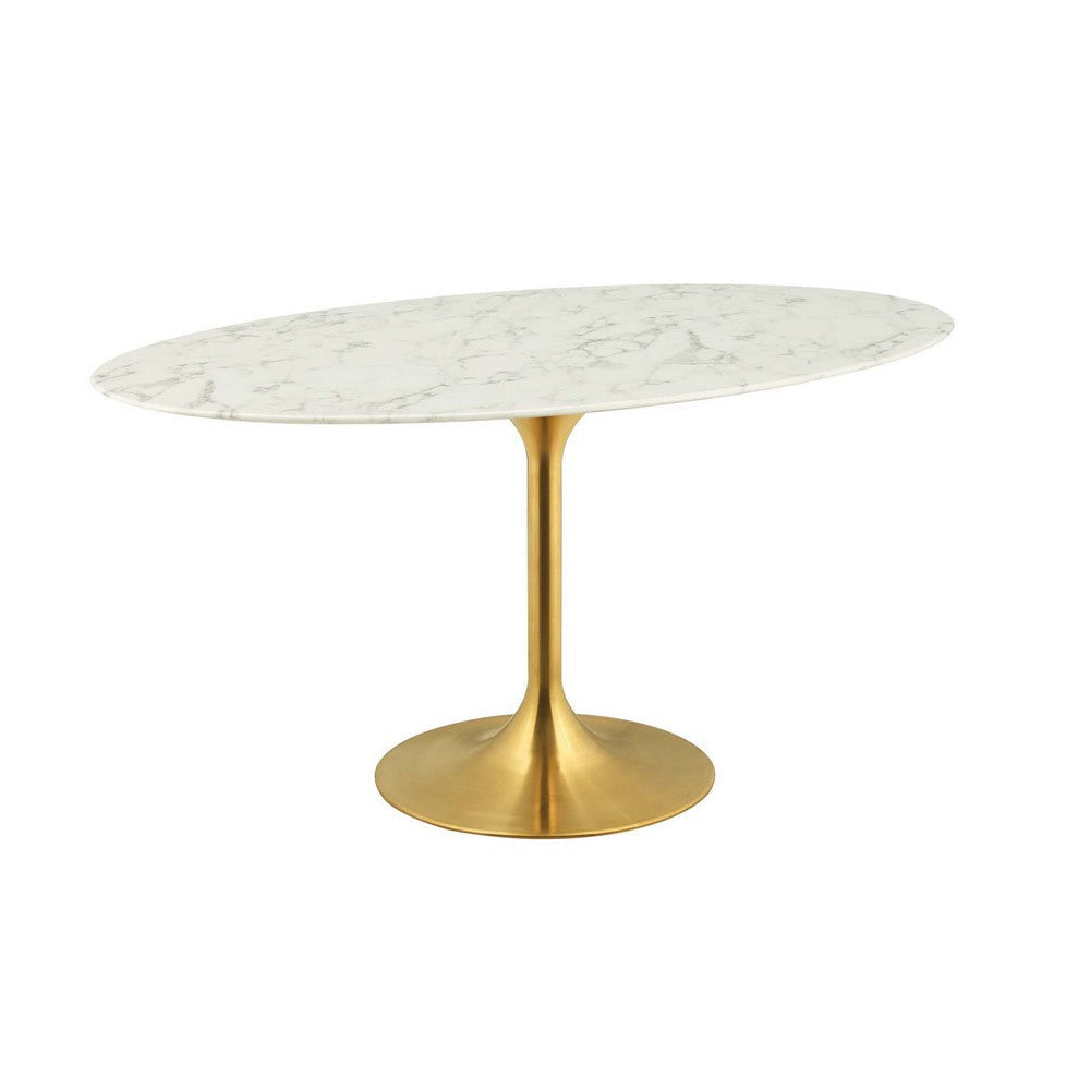 Lippa 60’’ Oval Dining Table MDY-EEI-3236-GLD-WHI