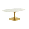 Modway Lippa Mid-Century Modern 42’’ Oval Artificial Marble Coffee Table in Gold White MDY-EEI-3249-GLD-WHI