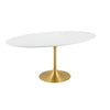 Modway Lippa 78’’ Oval-Shaped Mid-Century Modern Dining Table with White Wood Top and Gold Base MDY-EEI-3255-GLD-WHI