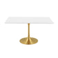 Modway Lippa 60’’ Mid-Century Modern Dining Table with Rectangle Top in Gold White MDY-EEI-3256-GLD-WHI