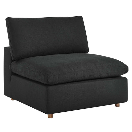 Modway Commix Modular Sofa, Armless Chair, Black Fabric