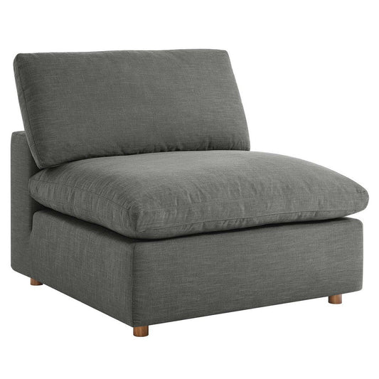 Modway EEI-3270 Commix Down-Filled Overstuffed Upholstered Sectional Sofa Armless Chair in Gray