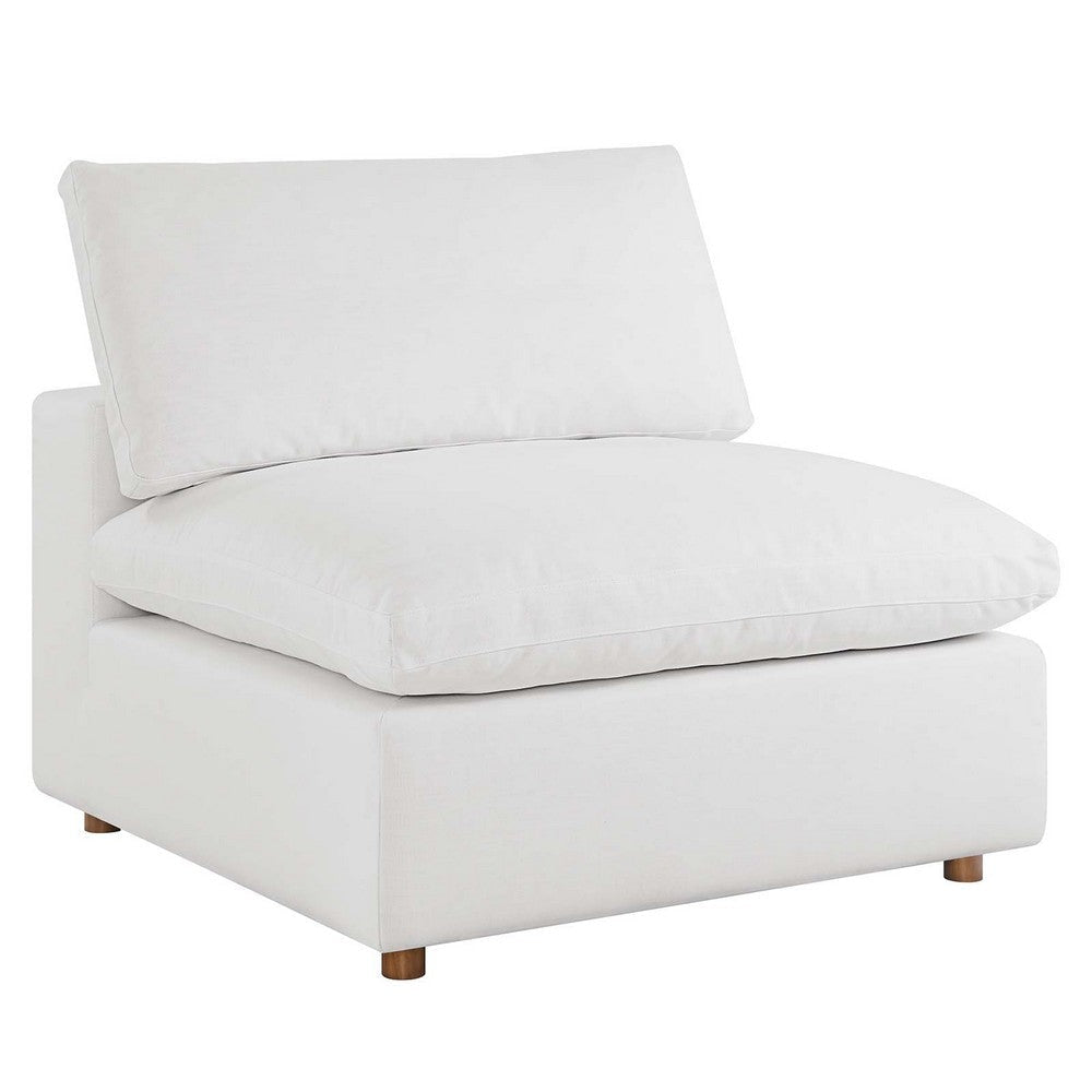 Modway Commix Modular Sofa, Armless Chair, Pure White Fabric