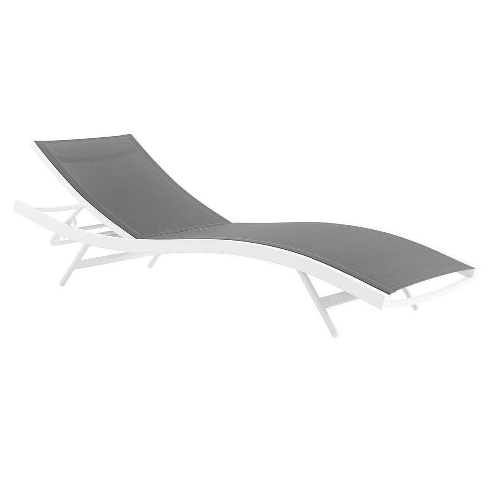 Glimpse Outdoor Patio Mesh Chaise Lounge Chair - No Shipping Charges MDY-EEI-3300-WHI-GRY