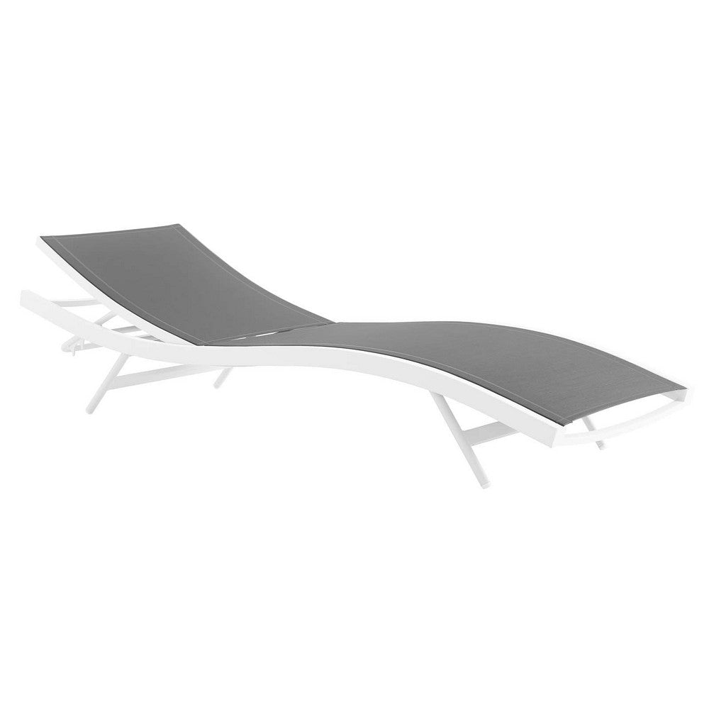 Glimpse Outdoor Patio Mesh Chaise Lounge Chair - No Shipping Charges MDY-EEI-3300-WHI-GRY