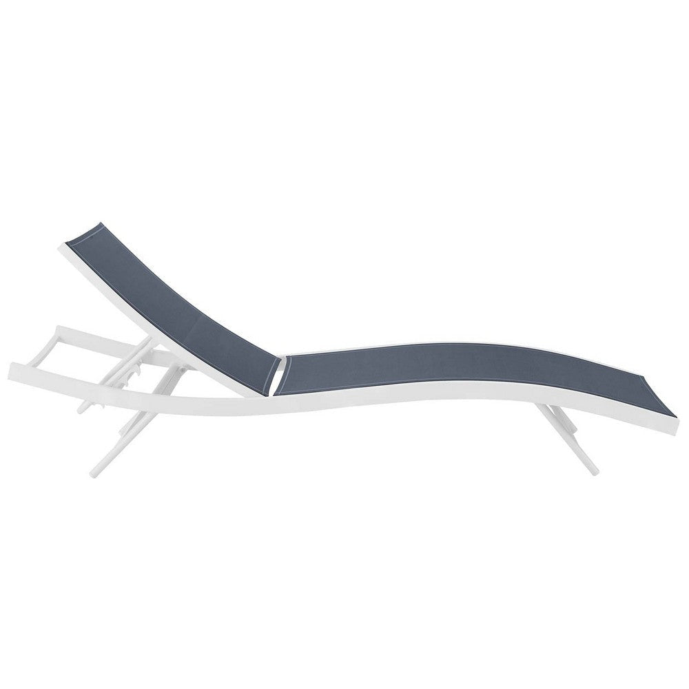 Glimpse Outdoor Patio Mesh Chaise Lounge Chair - No Shipping Charges MDY-EEI-3300-WHI-GRY