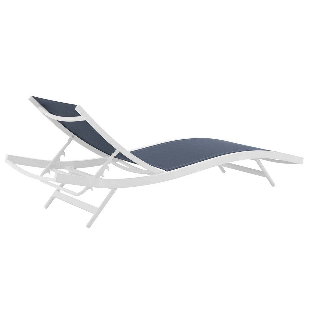 Glimpse Outdoor Patio Mesh Chaise Lounge Chair - No Shipping Charges MDY-EEI-3300-WHI-GRY