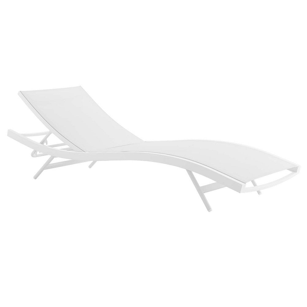 Modway Glimpse Aluminum Mesh Outdoor Patio Poolside Deck Chaise Lounge Chair in White White MDY-EEI-3300-WHI-WHI