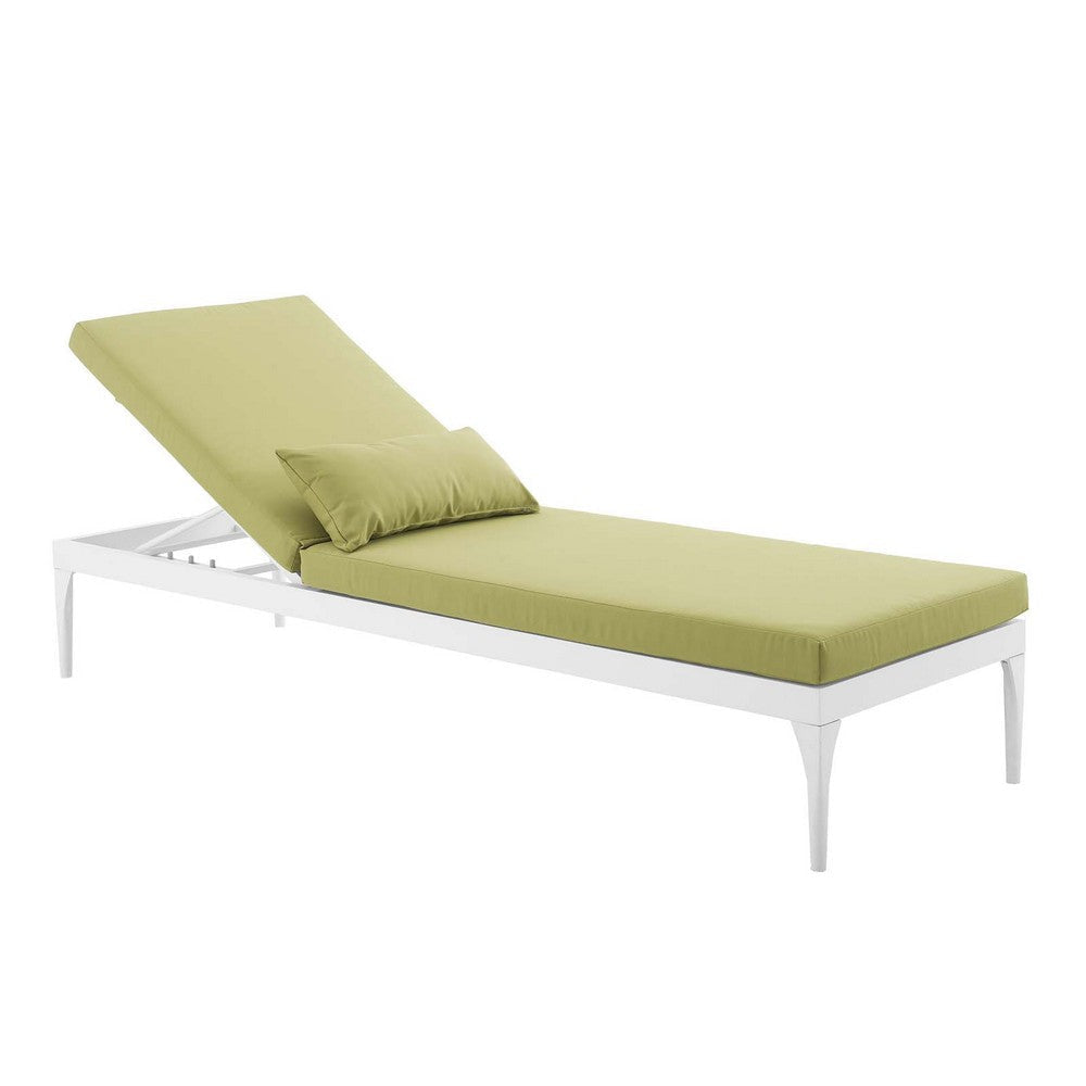 Modway Perspective Aluminum Outdoor Patio Chaise with Cushions Lounge Chair White Peridot MDY-EEI-3301-WHI-PER