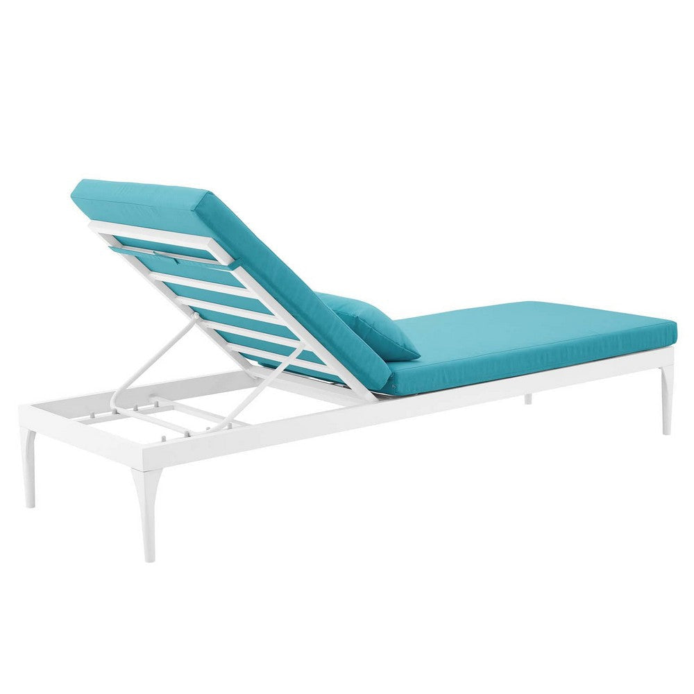 Perspective Cushion Outdoor Patio Chaise Lounge Chair - No Shipping Charges MDY-EEI-3301-WHI-TRQ