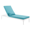 Modway Perspective Aluminum Outdoor Patio Chaise with Cushions, Lounge Chair, White Turquoise