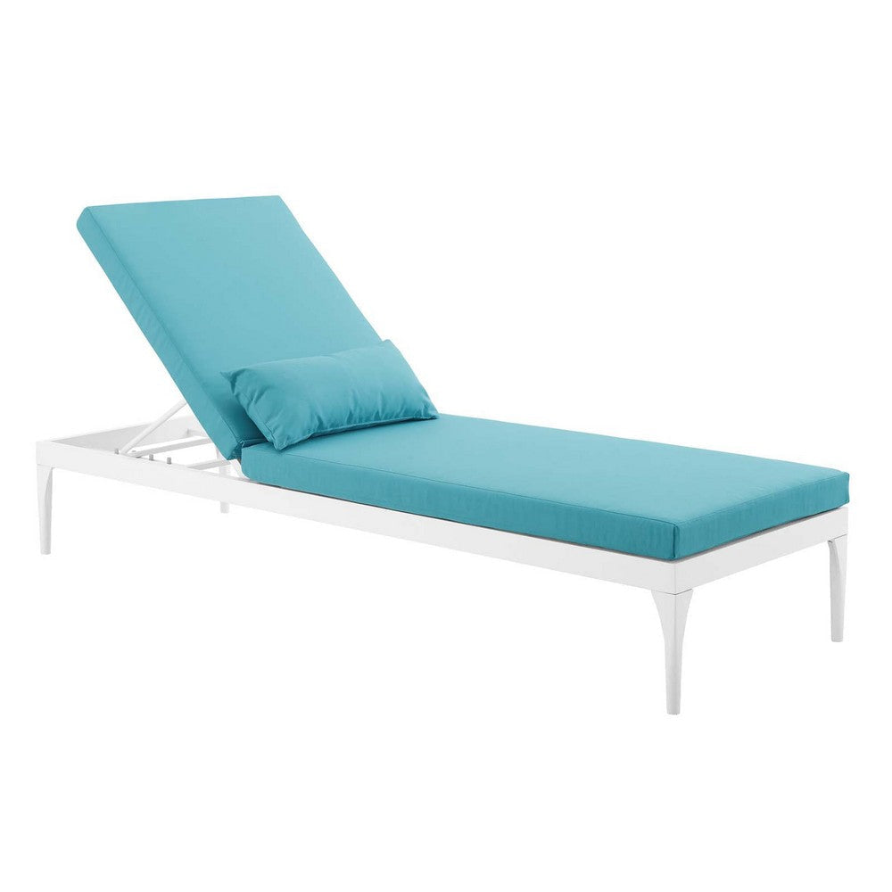 Perspective Cushion Outdoor Patio Chaise Lounge Chair - No Shipping Charges MDY-EEI-3301-WHI-TRQ