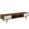 Modway Transmit 70" Media Console Wood TV Stand, 70 Inch, Walnut White