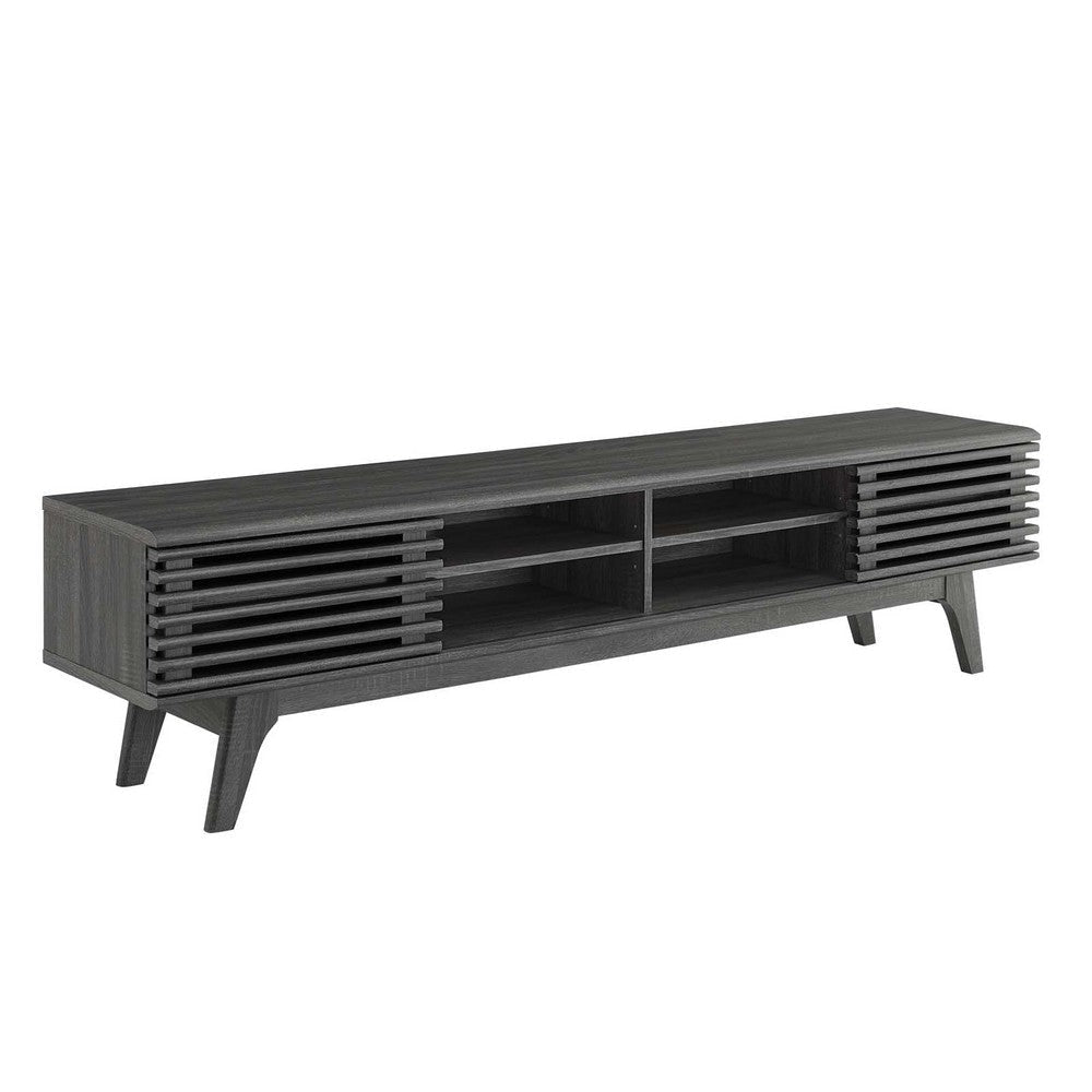 Modway Render Mid-Century Modern Low Profile 70 Inch Media Console TV Stand in Charcoal, 70"