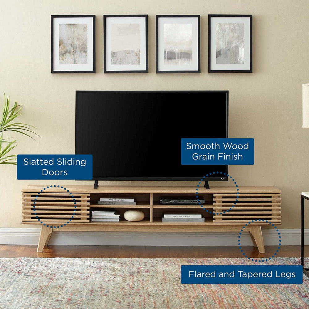 Modway Render Mid-Century Modern Low Profile 70 Inch Media Console TV Stand in Oak 70’’ MDY-EEI-3303-OAK