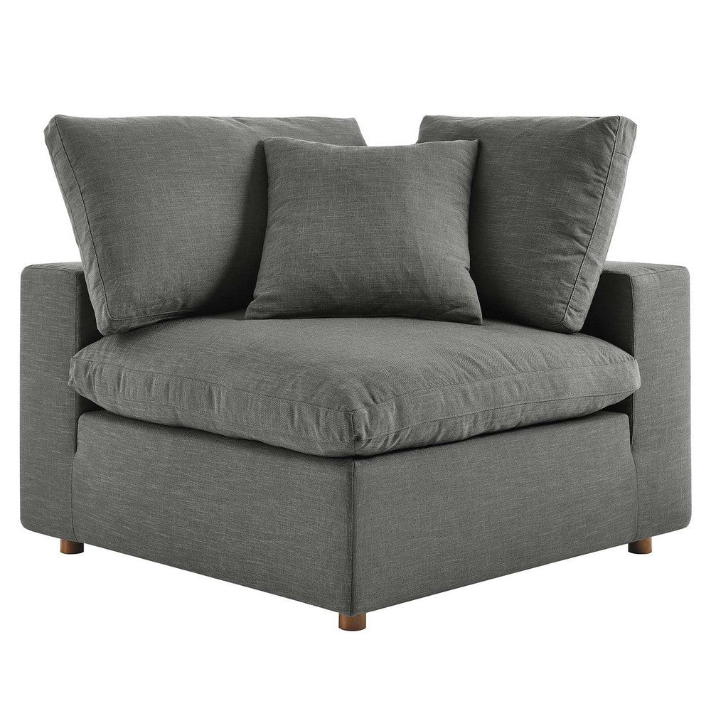 Modway Commix Down-Filled Overstuffed Upholstered Sectional Sofa Corner Chair in Gray