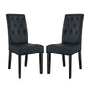 Modway Confer Modern Tufted Faux Leather Upholstered Parsons Two Dining Chairs in Black