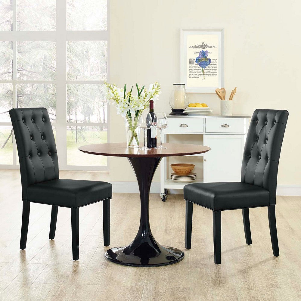 Modway Confer Modern Tufted Faux Leather Upholstered Parsons Two Dining Chairs in Black MDY-EEI-3323-BLK