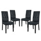 Modway Confer Modern Tufted Faux Leather Upholstered Parsons Four Dining Chairs in Black