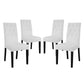 Modway Confer Modern Tufted Faux Leather Upholstered Parsons Four Dining Chairs in White