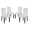 Modway Confer Modern Tufted Faux Leather Upholstered Parsons Four Dining Chairs in White