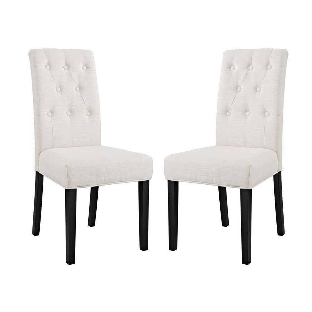 Modway Confer Modern Tufted Upholstered Fabric Parsons Two Kitchen and Dining Room Chairs in Beige