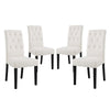 Modway Confer Modern Tufted Upholstered Fabric Parsons Four Kitchen and Dining Room Chairs in Beige