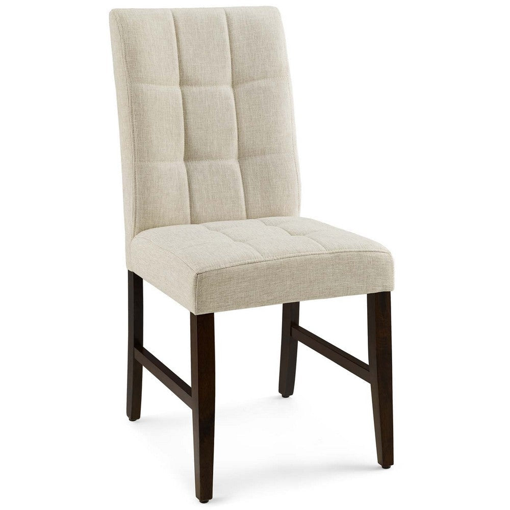 Promulgate Biscuit Tufted Upholstered Fabric Dining Chair Set of 2 - No Shipping Charges MDY-EEI-3335-BEI