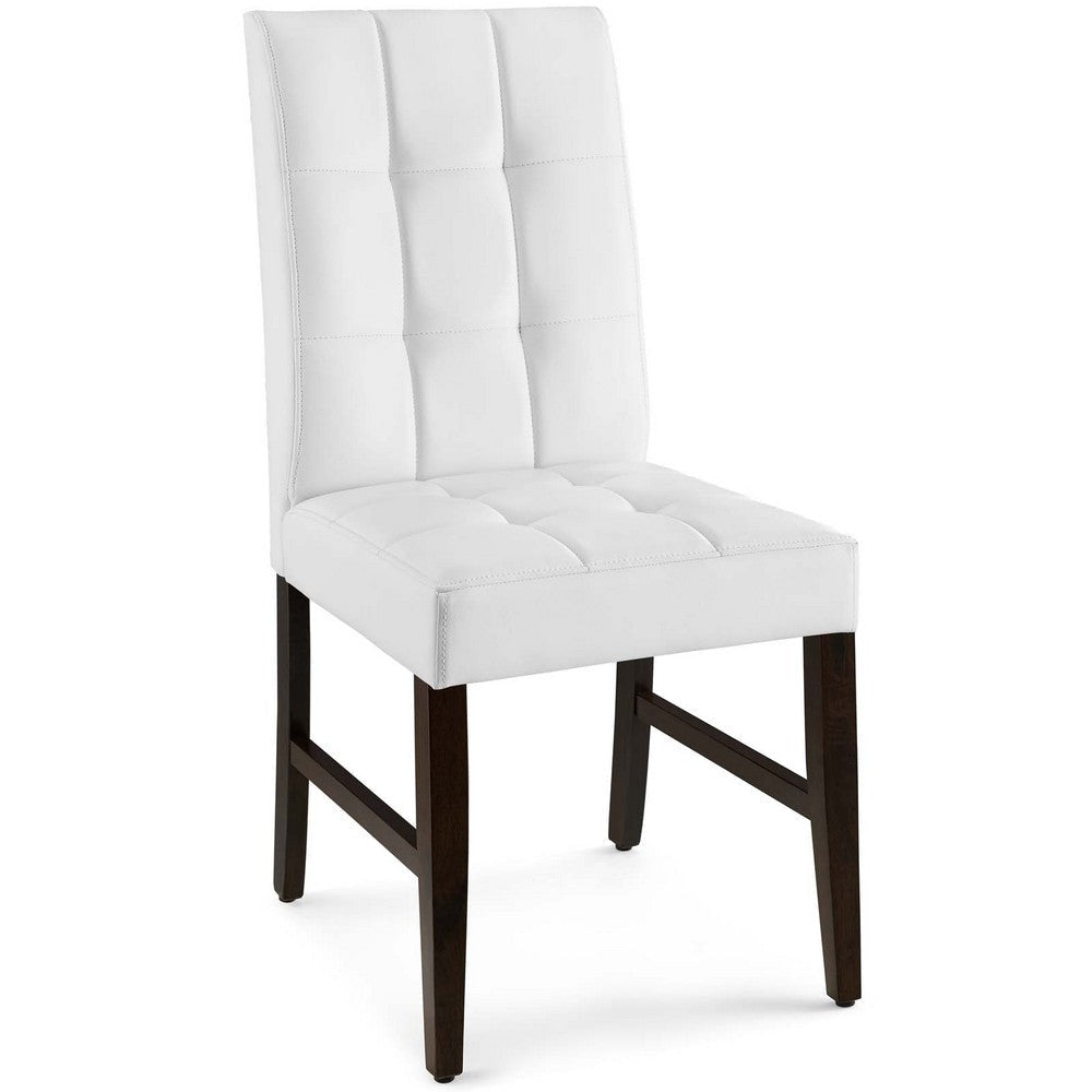 Promulgate Biscuit Tufted Upholstered Faux Leather Dining Side Chair Set of 2 - No Shipping Charges MDY-EEI-3336-WHI