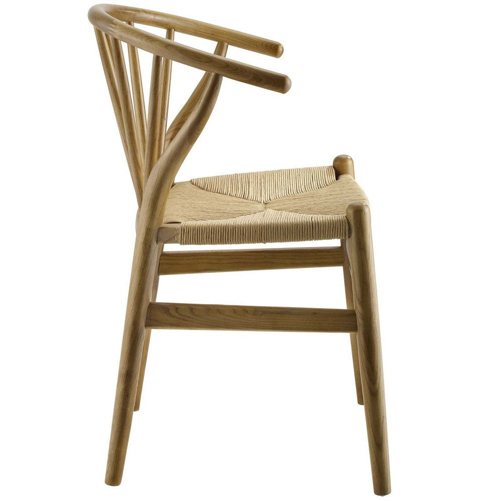 Modway Flourish Mid-Century Modern Rustic Farmhouse Wood Dining Chair in Natural MDY-EEI-3338-NAT