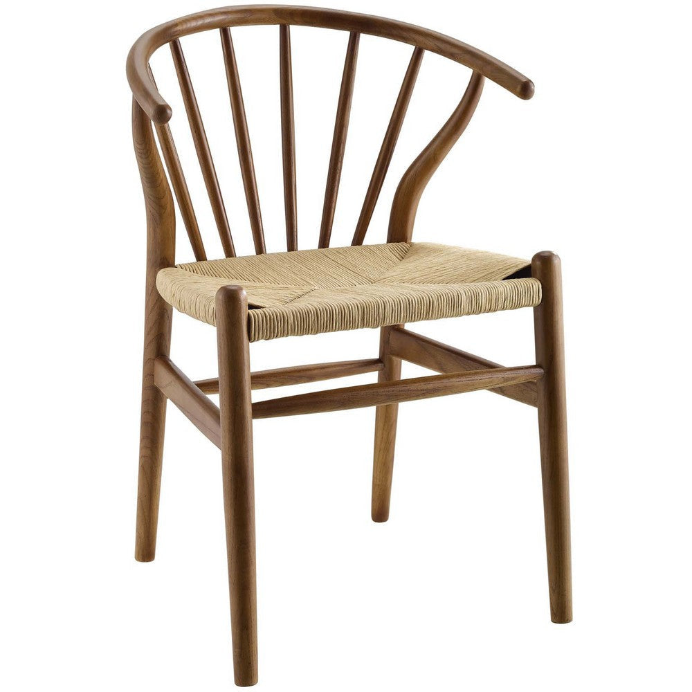 Modway Flourish Mid-Century Modern Rustic Farmhouse Wood Dining Chair in Walnut