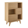 Modway Render Mid-Century Modern Three-Tier Display Storage Cabinet Stand in Oak