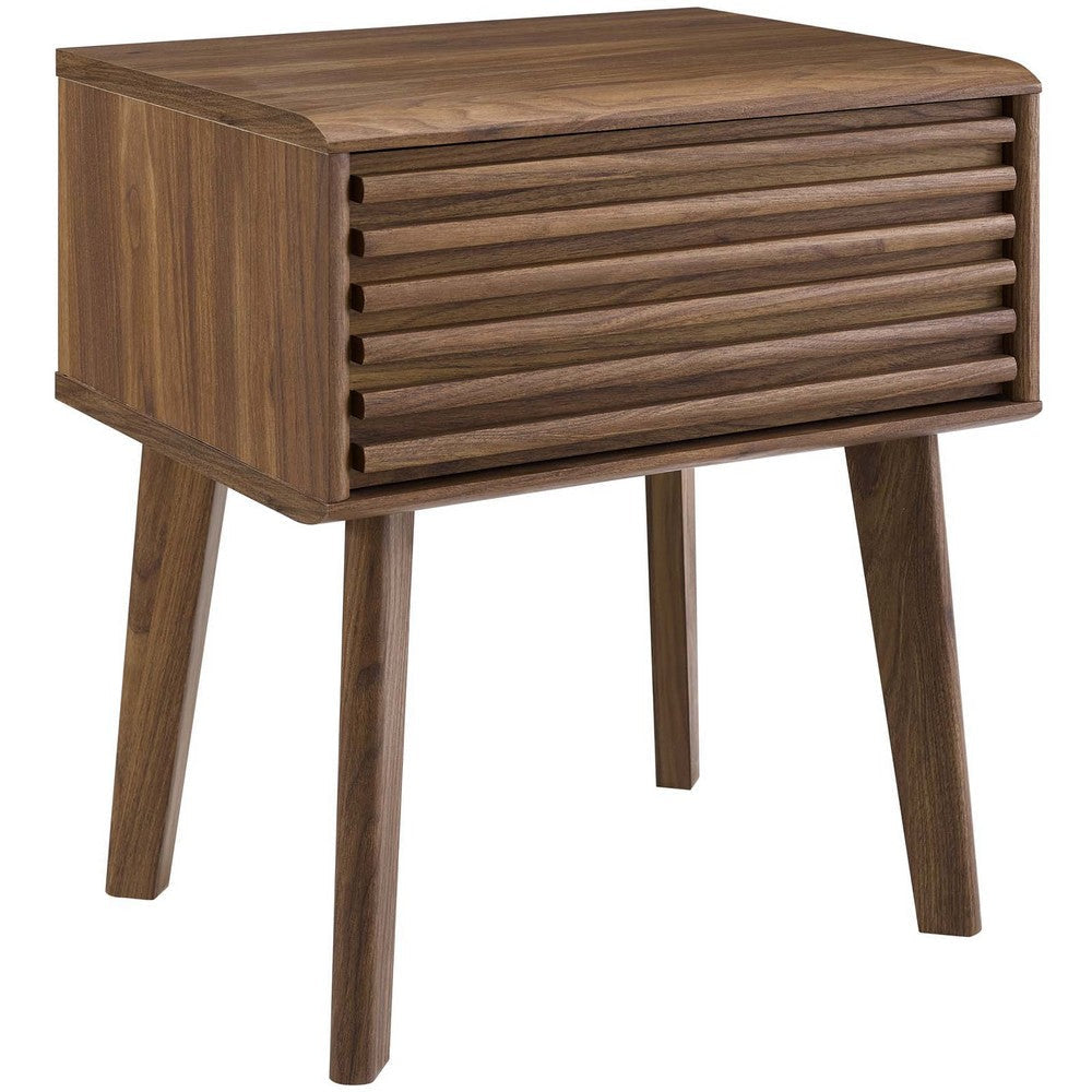 Modway Render Mid-Century Modern End Table or Nightstand in Walnut