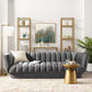 Modway Sofa Entertain Vertical Channel Tufted Performance Velvet Couch in Gray MDY-EEI-3351-GRY