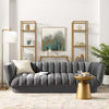 Modway Sofa Entertain Vertical Channel Tufted Performance Velvet Couch in Gray MDY-EEI-3351-GRY