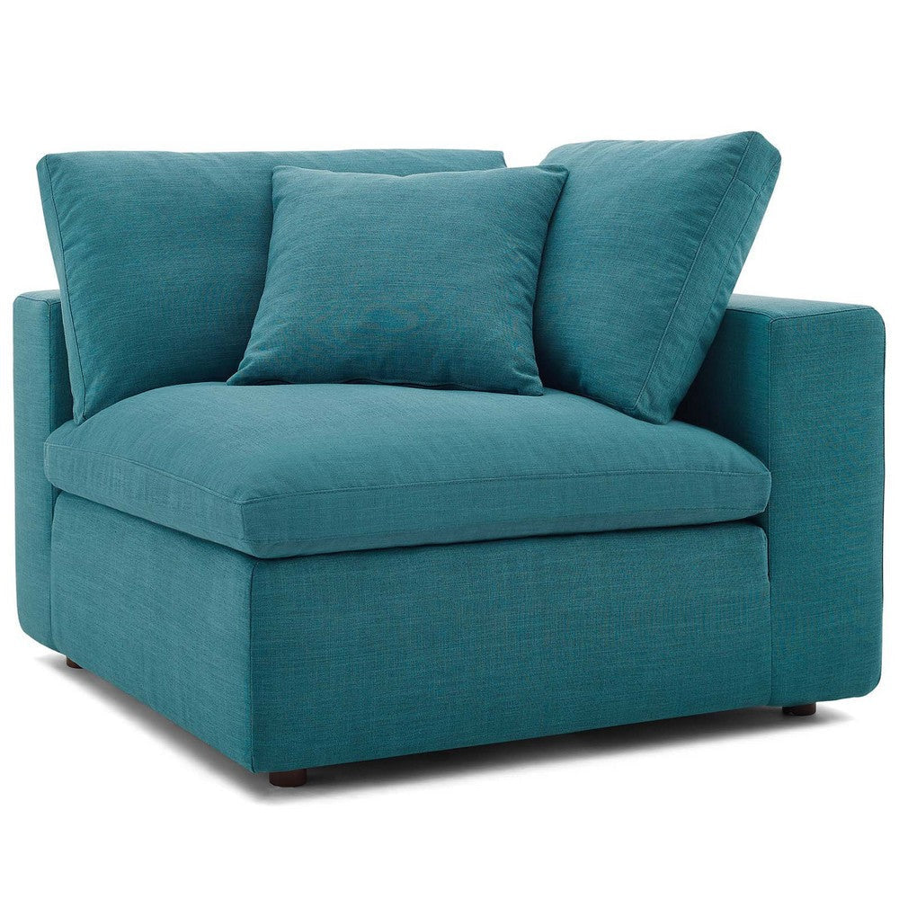 Modway Commix Down Down Filled Overstuffed 2 Piece Sectional Sofa Set Two Corner Chairs Teal MDY-EEI-3354-TEA