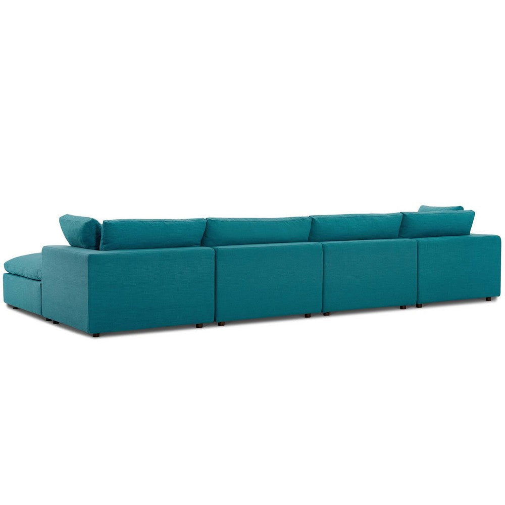 Modway Commix Down-Filled Overstuffed Upholstered 5-Piece Sectional Sofa Set in Teal MDY-EEI-3358-TEA