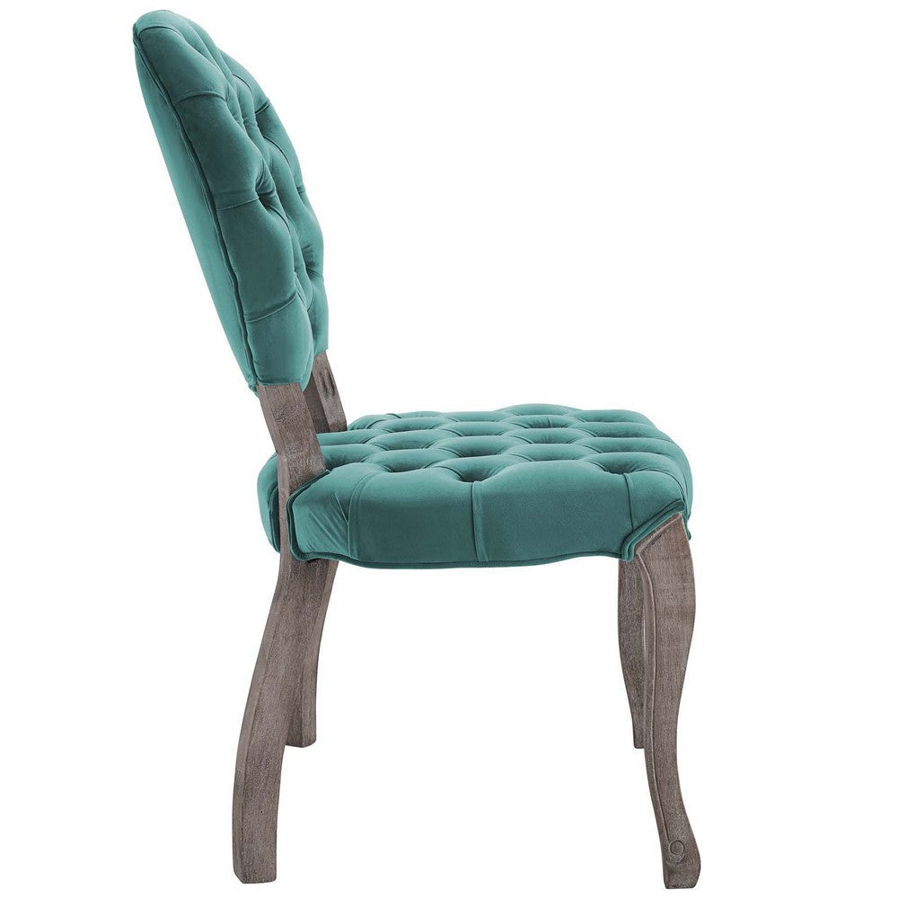 Exhibit French Vintage Dining Performance Velvet Side Chair - No Shipping Charges MDY-EEI-3365-TEA