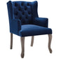 Modway Realm French Vintage Tufted Performance Velvet Kitchen and Dining Room Arm Chair in Navy