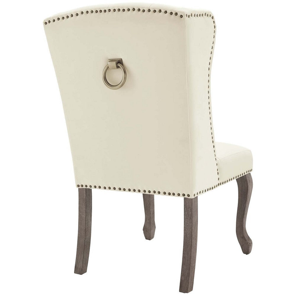 Apprise French Vintage Dining Performance Velvet Side Chair - No Shipping Charges MDY-EEI-3367-IVO