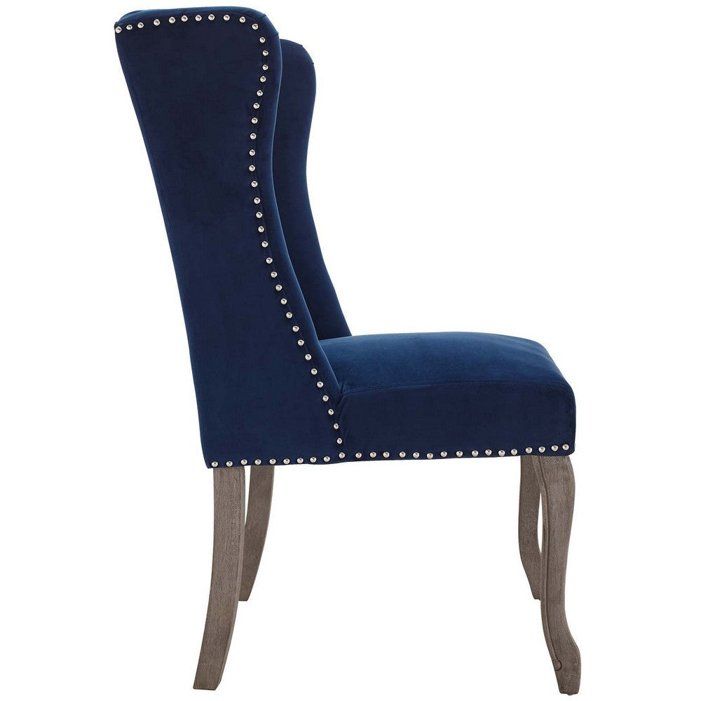 Apprise French Vintage Dining Performance Velvet Side Chair - No Shipping Charges MDY-EEI-3367-NAV