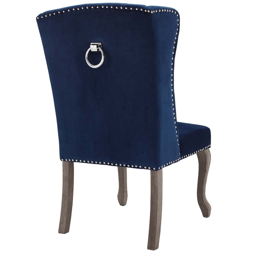 Apprise French Vintage Dining Performance Velvet Side Chair - No Shipping Charges MDY-EEI-3367-NAV