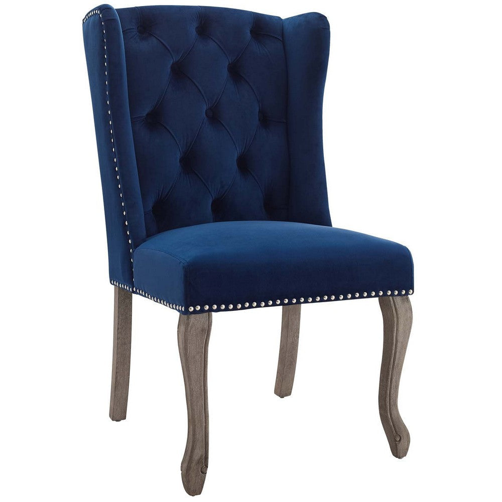 Apprise French Vintage Dining Performance Velvet Side Chair - No Shipping Charges MDY-EEI-3367-NAV