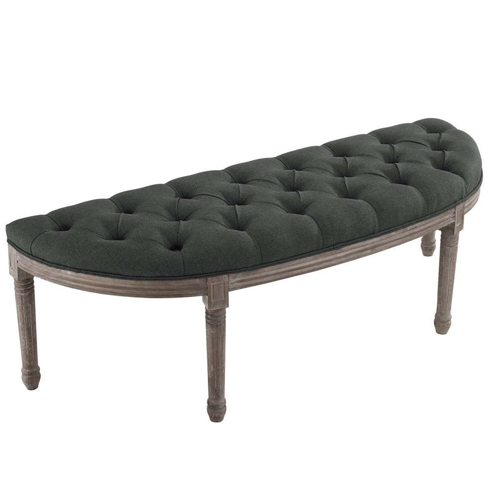 Esteem Vintage French Upholstered Fabric Semi-Circle Bench - No Shipping Charges MDY-EEI-3369-GRY